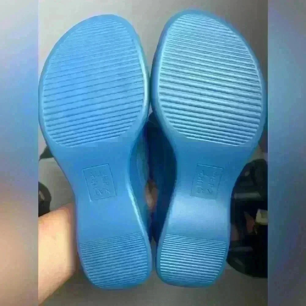 Naturalizer Blue Platform Slide Sandals - Picture 10 of 10